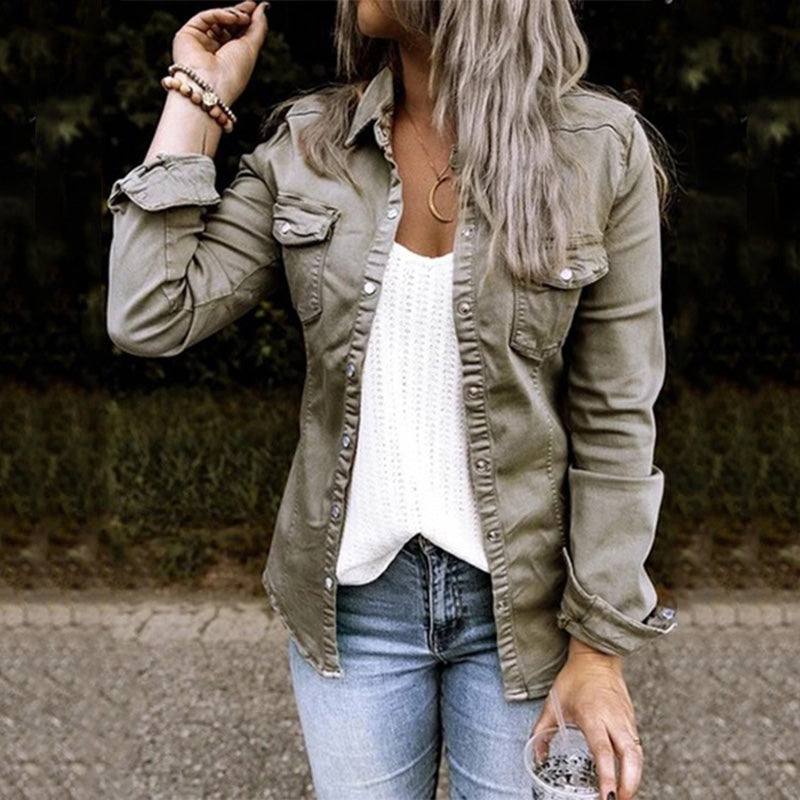 Losse Hooded Denim Jack voor Vrouwen