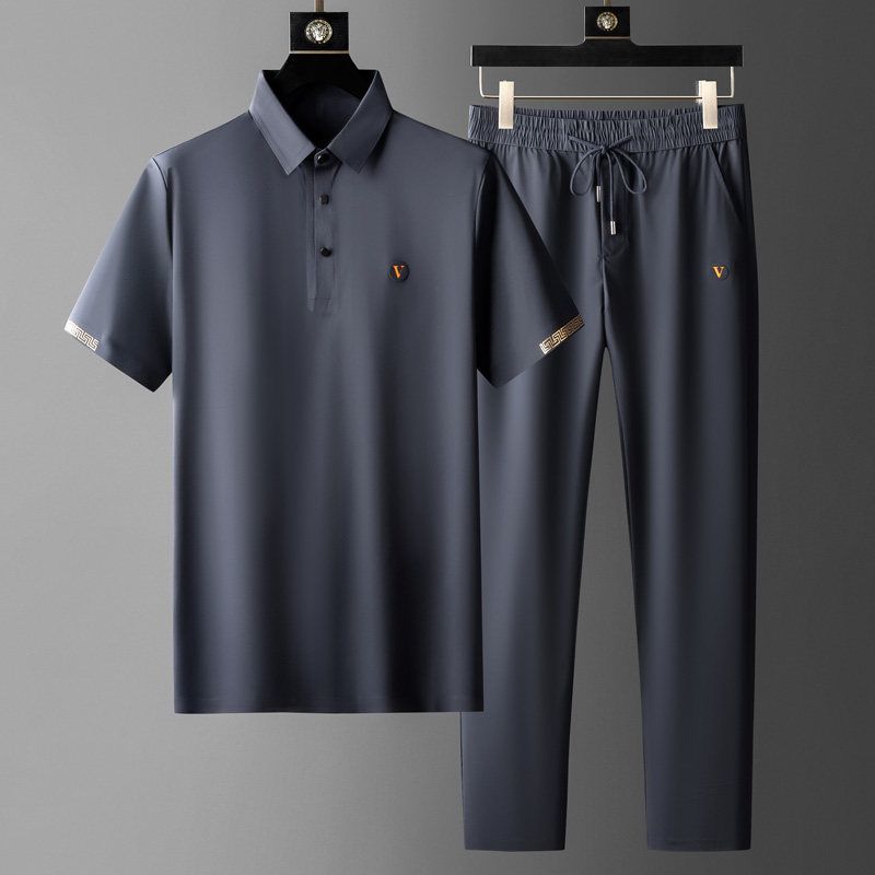 Ice Silk Snel Drogend Poloshirt Set Voor Mannen