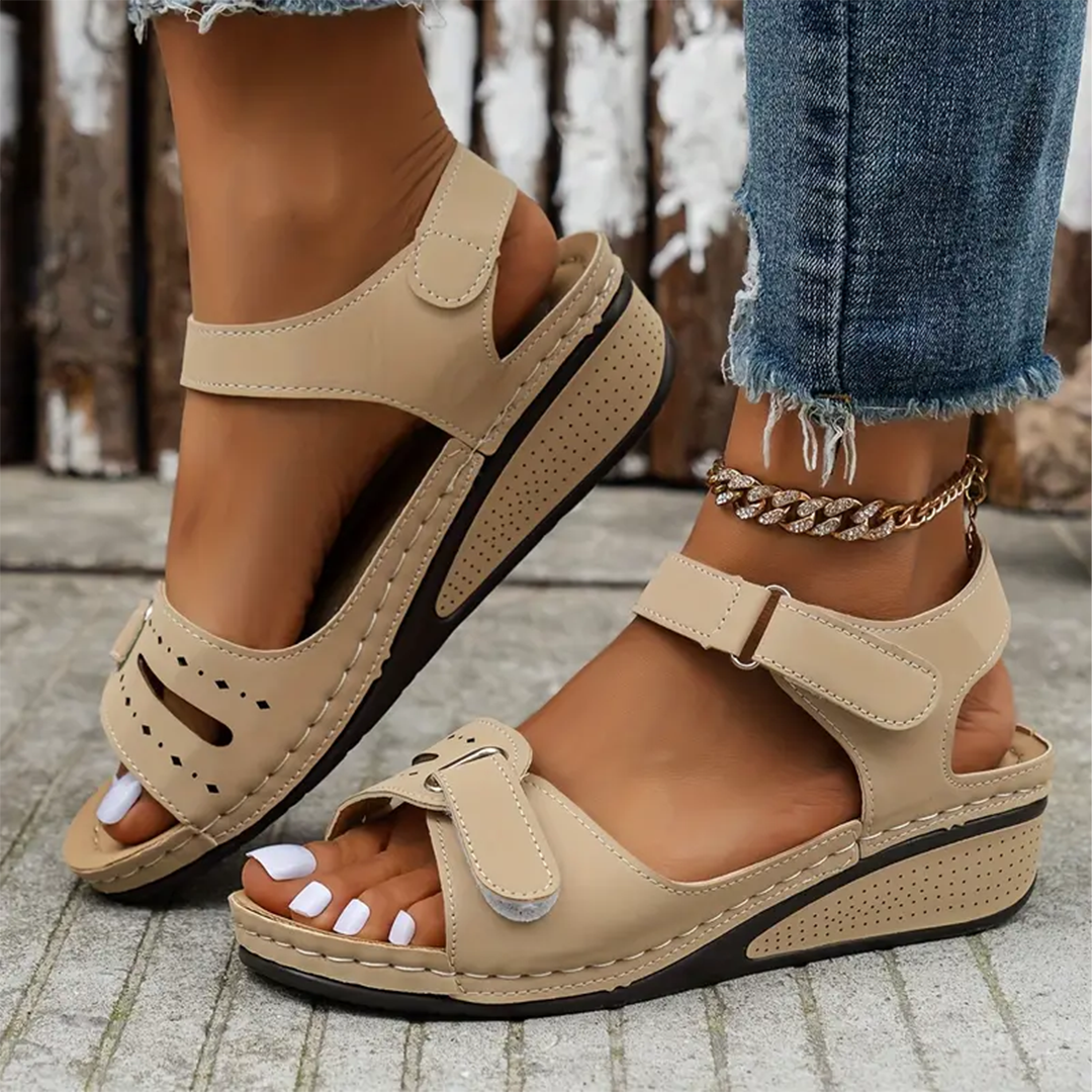 Klittenband Enkelsandalen Sleehak Voor Vrouwen