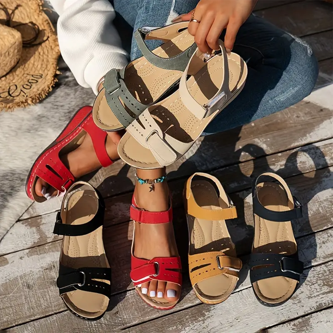 Klittenband Enkelsandalen Sleehak Voor Vrouwen