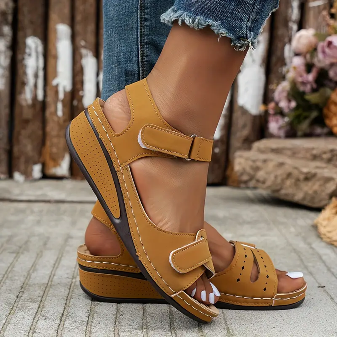 Klittenband Enkelsandalen Sleehak Voor Vrouwen