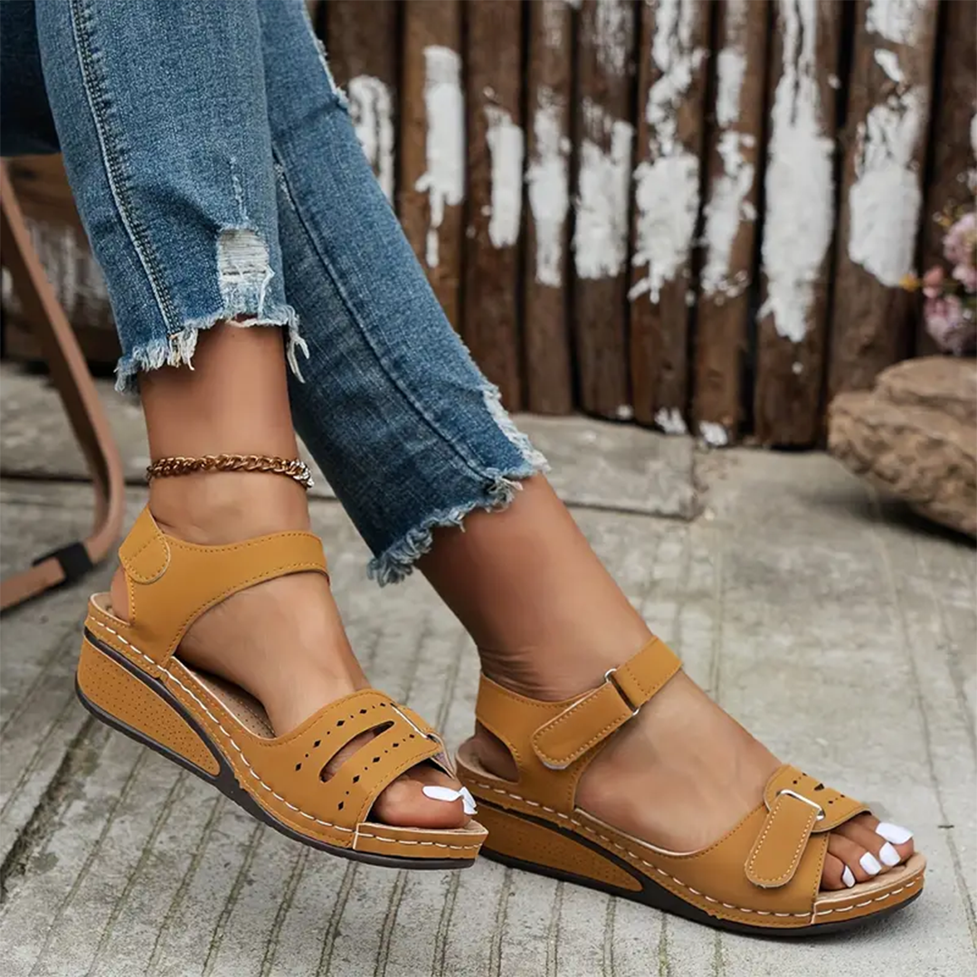 Klittenband Enkelsandalen Sleehak Voor Vrouwen