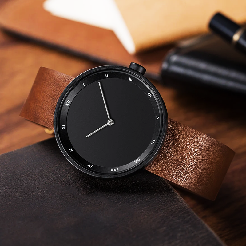 Kwarts Minimalistisch Leren Horloge Voor Mannen