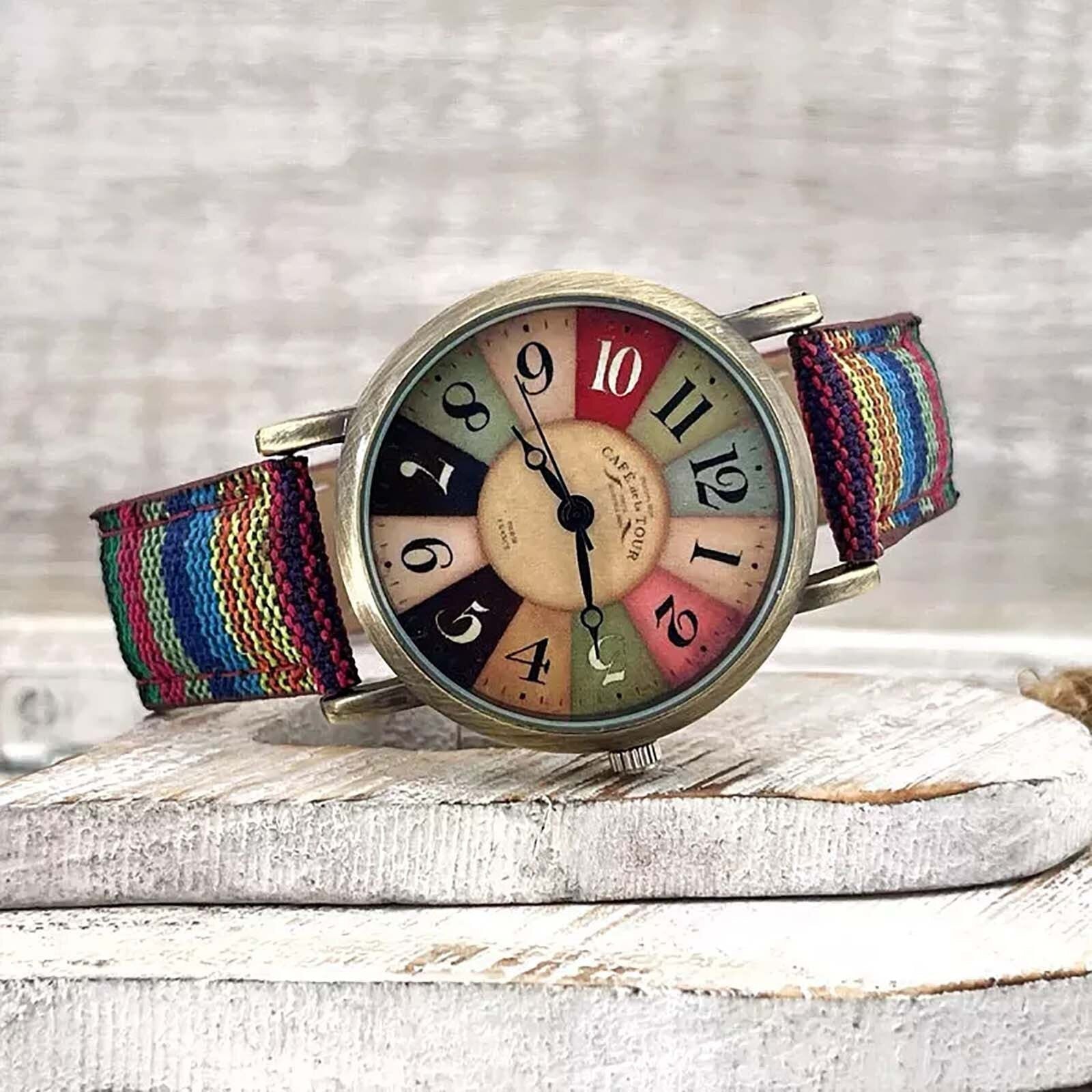 Wise® | Retro Horloge Met Denim Canvas Band