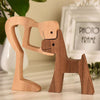 Houten Sculptuur van Mens en Hond