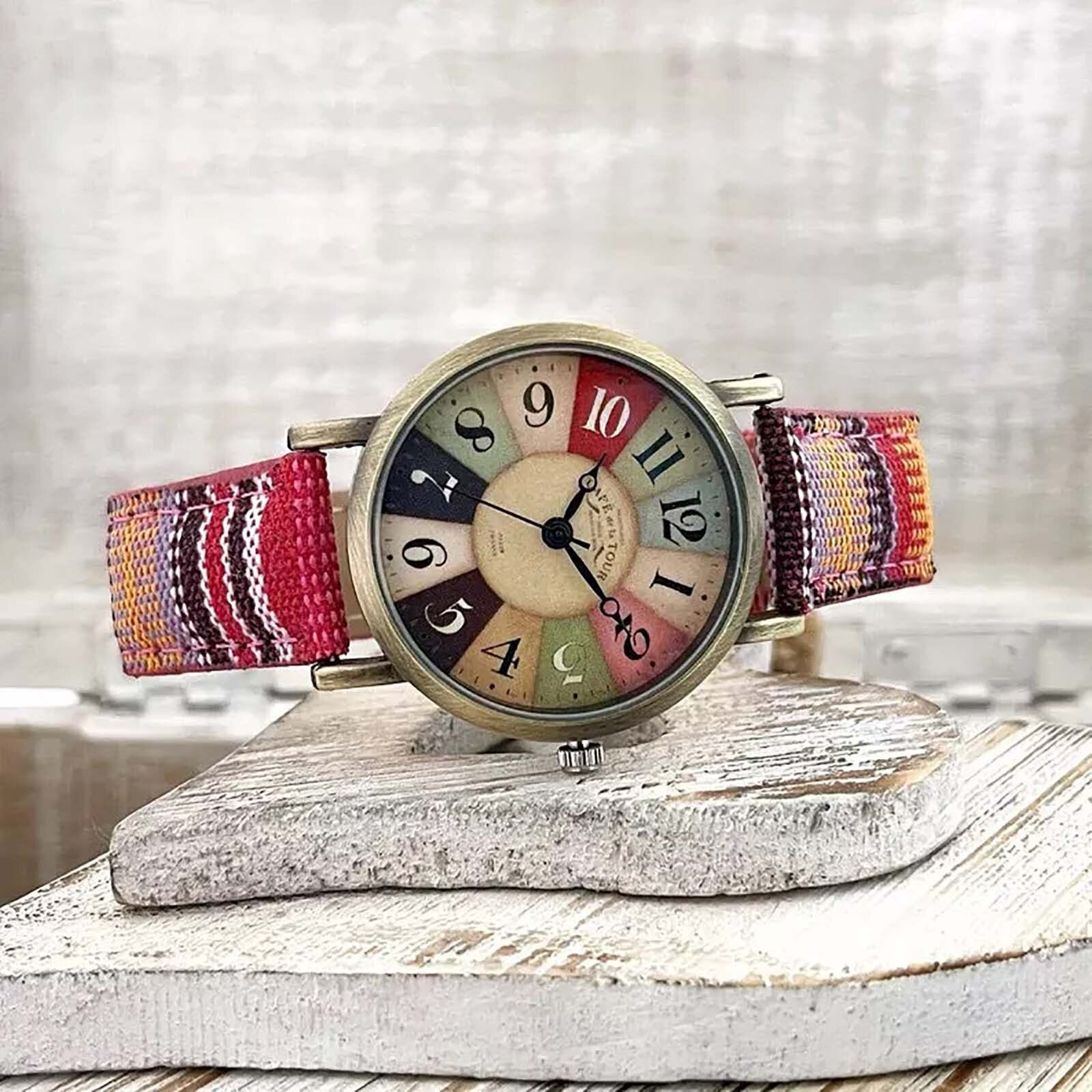 Wise® | Retro Horloge Met Denim Canvas Band