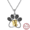 Sterling Silver Cute Dog Paw Pendant Necklace - Dog Savant